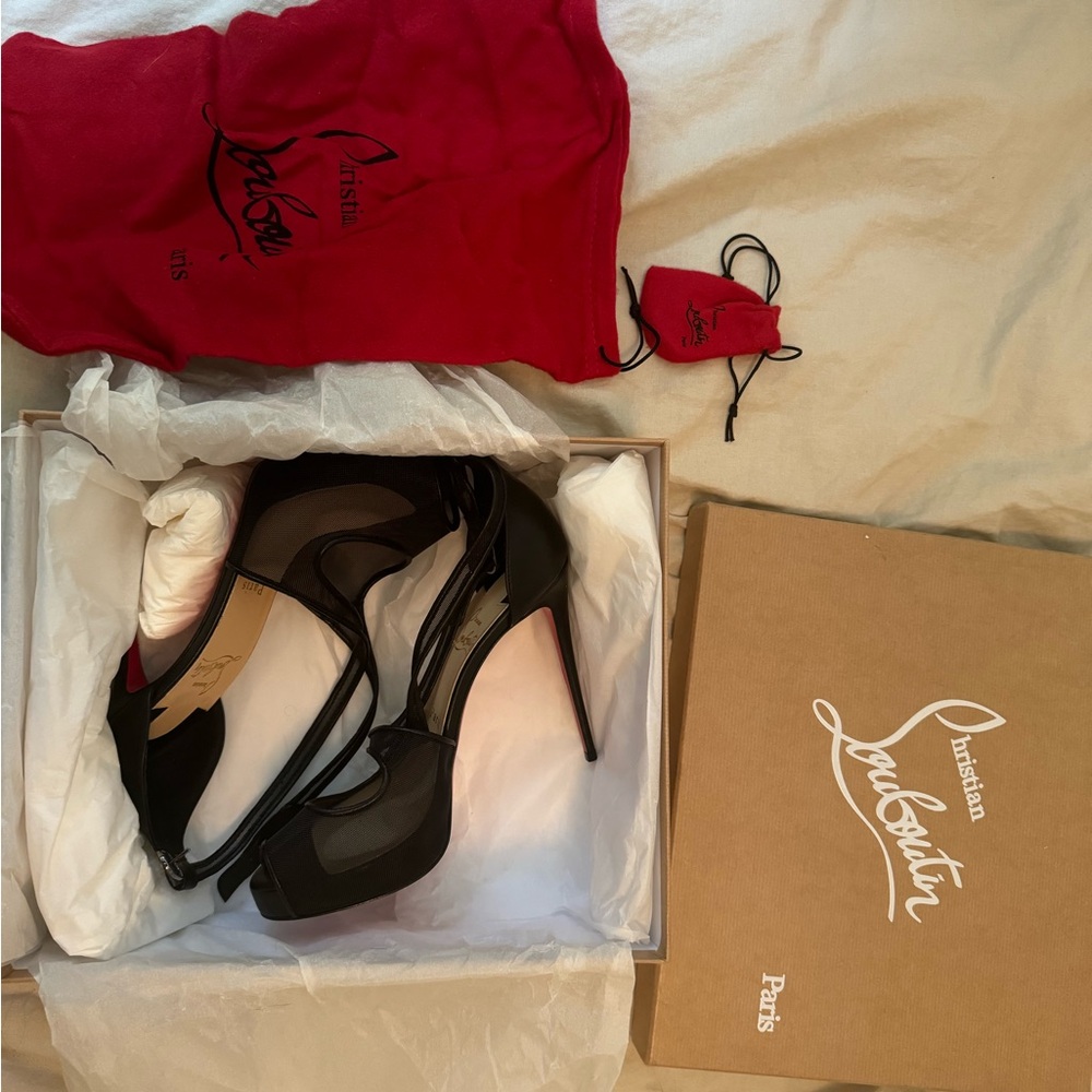 Christian Louboutin Mariacar Mesh Red Sole Platform Sandals size 8.5